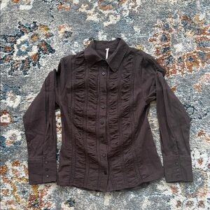 Free People Brown Button Down Shirt